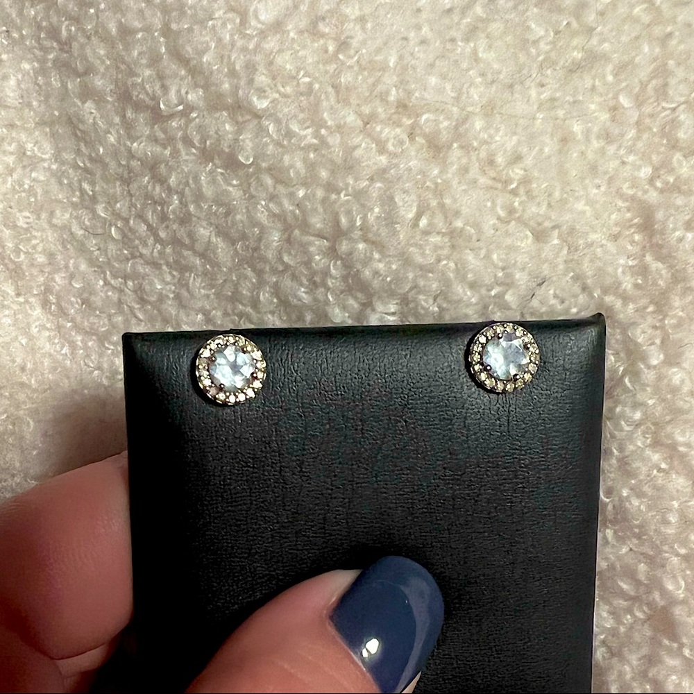 Diamond earrings with march birthstone
